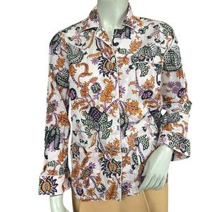 Roller Rabbit Amanda Pale Pink Orange Purple 100% Cotton Long Sleeve PJ Top XS